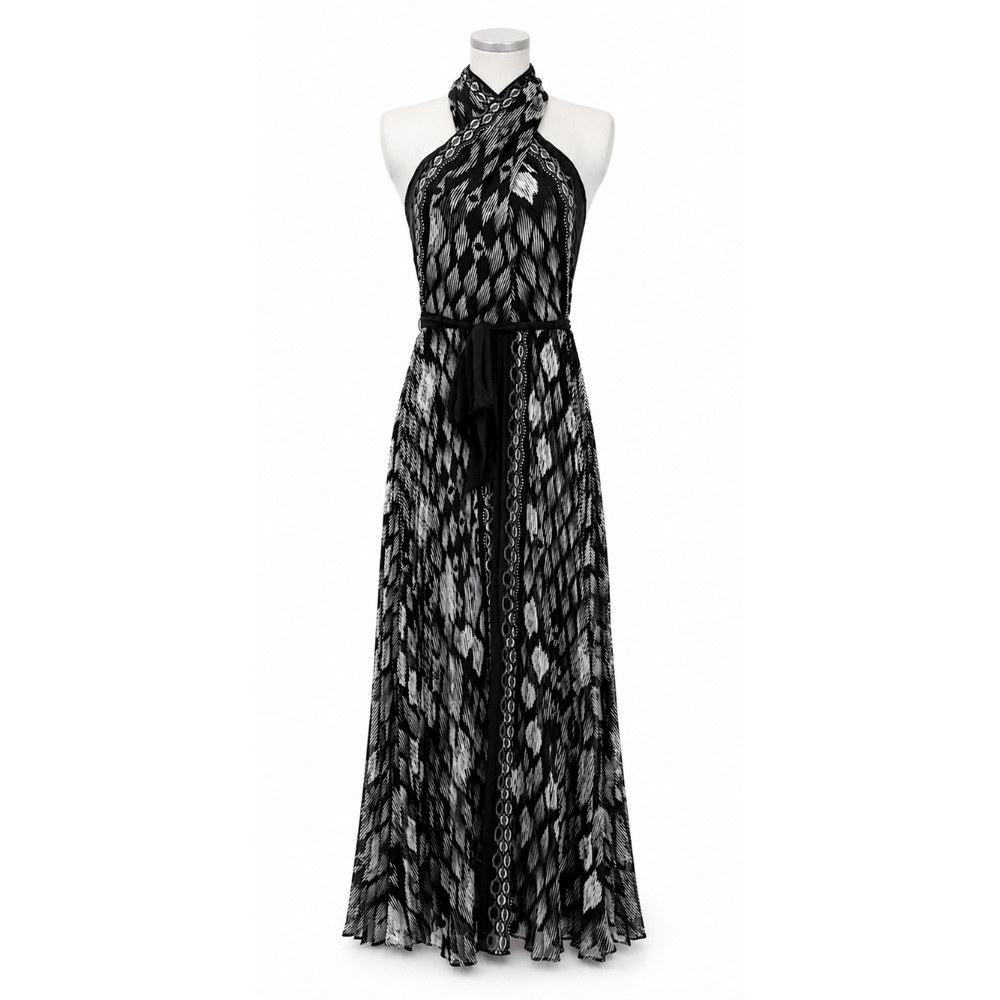 NWT WHITE HOUSE BLACK MARKET WHBM IKAT PRINT HALTER MAXI HALTER DRESS SZ 12 - Picture 6 of 16